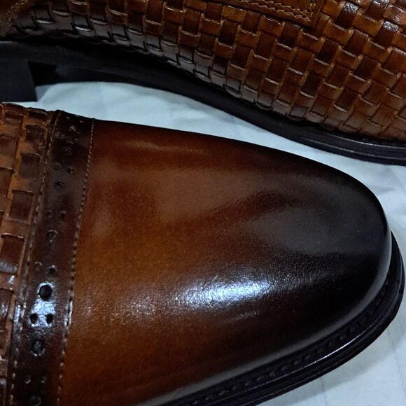 Maison Forte Cognac Leather Basket Weave Sides Dress Shoes Shoe Trees Box 13M main image 12